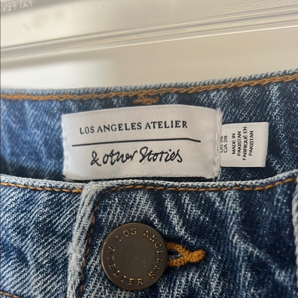 & Other Stories Denim Blue Shorts Roll Cuff Folded Hem Size 28 - Picture 2 of 7